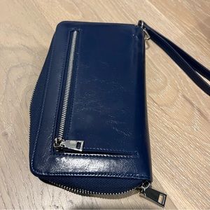 Blue Wallet Wristlet